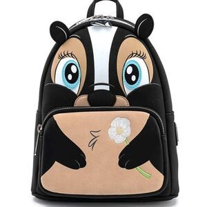 Loungefly Disney Bambi Skunk Flower with Fuzzy Tail Cosplay Mini Backpack
